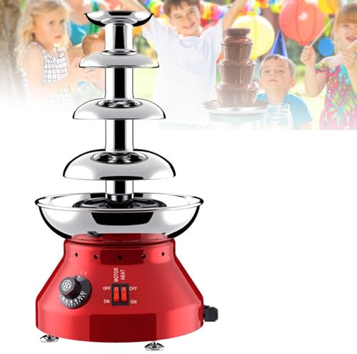 Hydravex Electric Chocolate Fondue Fountain Machine Stainless Steel for Chocolate Candy Butter Cheese, 4/5 Tiers Commercial Hot Melting Chocolate Machine with Adjustable Temperature,4Tiers