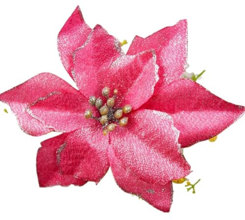 dvnFWKc Decorate Artificial Flowers, 10 stücke Künstliche Blume Weihnachtsstern Flash Blume ist geeignet for Weihnachten Party Hochzeit Dekoration Blume zubehör(Rose Red)
