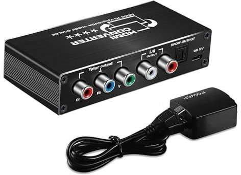 HDMI to RGB Converter with DC 5V Power Adapter, HDMI to YPhPr VGA Scaler Converter, Plug and Play Accessories