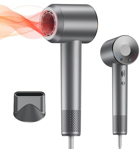 Journeyside Asciugacapelli Ionico, Asciugacapelli Professionali,4 Impostazioni Calore,3 Velocità,1600W, Regolazione Intelligente Temperatura,Phon Capelli Professionale da Adatto per Viaggi e Domestico