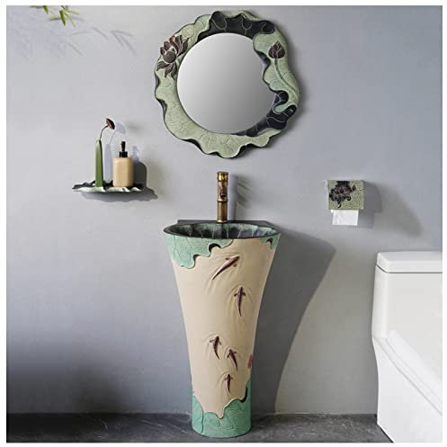 GLJTUO Lavabo su piedistallo per Bagno, Lavabo su piedistallo Artistico per Esterni da Giardino, Elegante lavabo su piedistallo in Un Unico Pezzo, Lavandino per lavabo su Piedi((A Style))