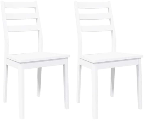 vidaXL Sedie da Pranzo 2 pz Bianche in Legno Massello di Hevea, sedia da pranzo, sedia da cucina, sedile da pranzo, sedia, sedia da soggiorno