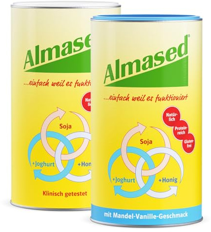 Almased 2er Bundle – 1x 500g Almased Original + 1x 500g Almased mit Mandel-Vanille Geschmack – Vorratspaket für eine erfolgreiche Gewichtsabnahme – Abnehmshake für den Stoffwechsel – 20 Portionen