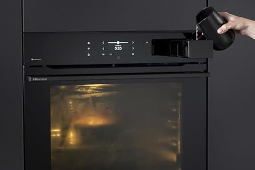 Hisense BAS614A8B - Horno eléctrico, empotrable, cocción al vapor, limpieza a vapor, modo Air Fry, sonda de temperatura, conexión WiFi, modo pizza 300°, 77 l, puerta suave, negro