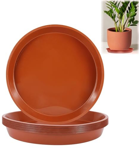 Docache 10 stycken 24 cm blomkruka underlägg rund, blomkruksunderlägg plast, växtunderlägg, plastväxter, bottenkruka för inomhus- och utomhusväxter, röd