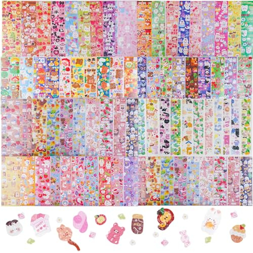 MoguGo 150 Blatt Kawaii Aufkleber Fotoalbum Sticker DIY Cute Tiere Aufkleber Scrapbook Stickers Sticker Set für Skateboard Scrapbook DIY Deko Trinkflasche Tassen