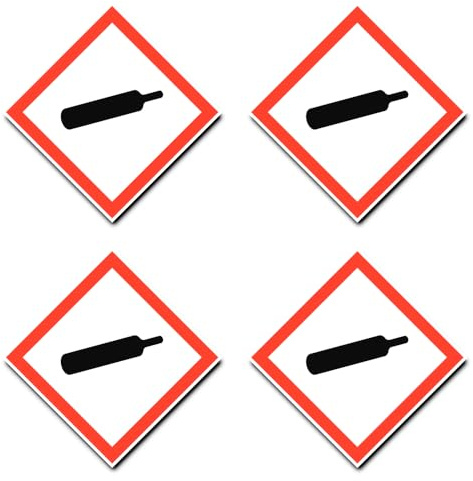 Gasflasche, Gefahrensymbol: UN/GHS-Gefahrenpiktogramm - Aufkleber: 15 cm, 4 Stück