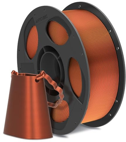 ANYCUBIC Silk PLA Filament, Seide Filament 1,75mm, Kontrollierbarer Glanz 3D Drucker Filament, Seidentexturen Prächtige Farbe 1KG Silk Kupfer