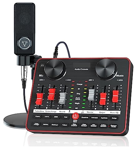 AIRYSSFU Kit scheda audio, Scheda audio G1 e L3 Set microfono a condensatore Mixer audio USB Mic Interfaccia audio Scheda audio for registrazione telefonica Streaming live