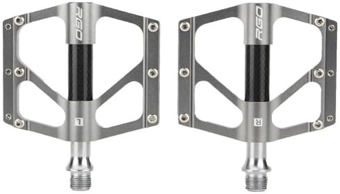 QIUSHIBO Pedale Fahrrad Carbon Fiber Pedal Rennrad Pedal Lager Aluminium Legierung Anti-Skid Mountainbike Pedal Fahrrad Zubehör Fahrradpedale(Titanium Color)