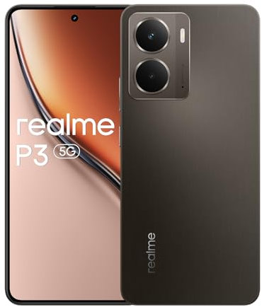 realme P3 5G Smartphone con chipset Snapdragon 6 Gen 4 5G, batteria da 5000mAh, caricatore rapido da 45W, fotocamera AI da 50MP, display AMOLED da 120Hz, IP69, 12+512GB - Nero