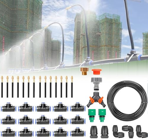 GAYAYAS Système d'irrigation Goutte à Goutte pour Jardin, avec Compte-Gouttes courbé à 360 degrés, buse en cuivre atomisante, système de brumisation Automatique pour Serre,50M/164FT-Withouttimer