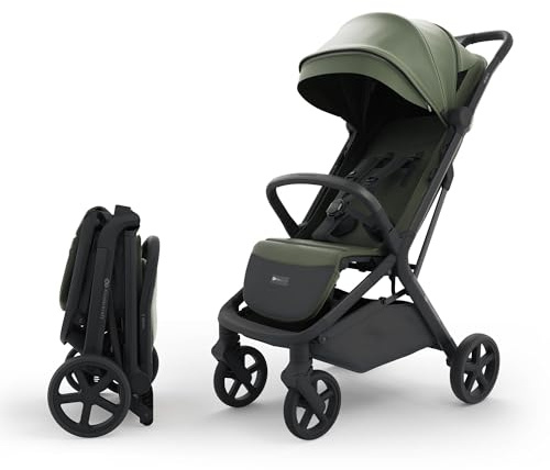 Kinderkraft NUBI 3 Passeggino Urbano, fino a 22 kg, Buggy, Con chiusura automatica, Capottina impermeabile, filtro UPF50+, Leggero 8.7kg, Posizione reclinata, Cinture di sicurezza a 5 punti, Verde