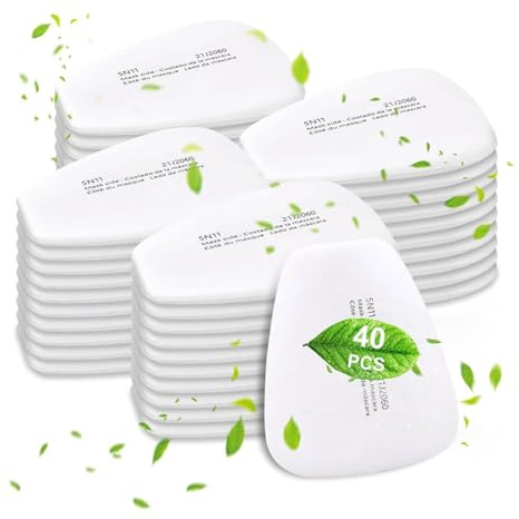 Eieenotee 40pcs 5n11 Respirator Filter Baumwolle 6001 Filterpatronen Partikelfilter Baumwolle Gegen Lacksprays Epoxidharzschweißstaub