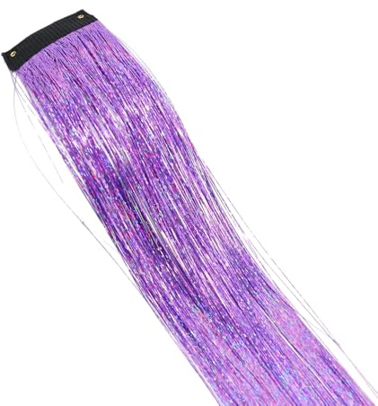 4 extension per capelli sintetici con clip, accessori per capelli per ragazze, ciocche di capelli colorate, 50 cm, per donne, ragazze, feste, festival, cosplay, viola chiaro