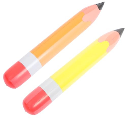 BCOATH 2 Piezas Globos Inflables Gigantes Lápiz Decoración Fiesta Escolar Aula Jardín Colores Lápices Cera Naranja Amarillo