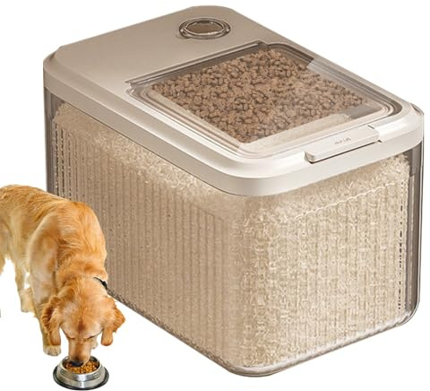 JIEBWCHA Contenitore Ermetico Per Croccantini, Design A Tenuta Stagna Con Apertura A Pressione, Dotato Di Misurino, S/M/L Dispenser Per Cibo Per Animali Domestici Per Stoccaggio Cibo Cane, Gatto
