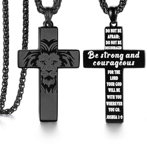 SAM & LORI Black Cross Necklace for Men Son Boys 10 12 Year Old Teen Gifts Teenage Valentines Day Him Birthday Baptism 1st First Communion Confirmation Gift Pendant Christmas Stocking Stuffers Easter