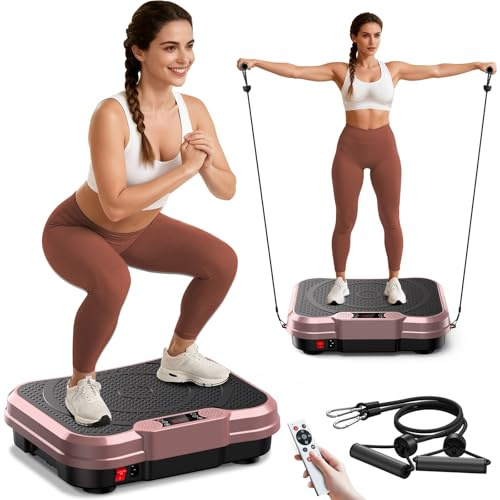 AoraPulse Vibration Plate Exercise Machine, Vibration Plate for Lymphatic Drainage Weight Loss, 400 Lbs Capacity Full Body Workout Vibrate Fitness Platform for Home Women Men, Rose Gold