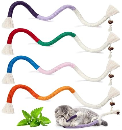 Guidre 4er Set Katzenspielzeug mit Katzenminze,Interaktives Spielzeug | 50cm, Katzenbeißseil Katzen Kauspielzeug, Selbstbeschäftigung Spielwaren für Kätzchen & Ausgewachsene Katzen, Mehrfarbiger