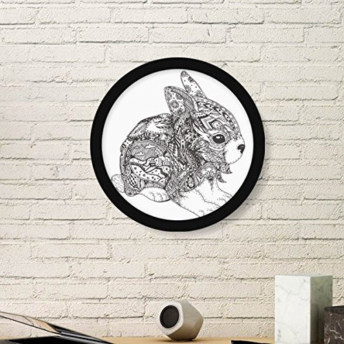 DIYthinker Lack Kaninchen Freund Unternehmen Runde Bilderrahmen Kunstdrucke von Paintings Startseite Wandtattoo Geschenk Large Schwarz
