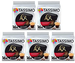 Tassimo L'Or Espresso Splendente, Espresso Coffee, Ground Roasted Coffee, 16 T-Discs (5 Pack, 80 Cups)