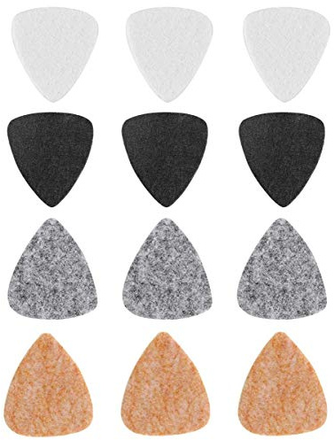 Jiayouy 12 Pieces 3mm Thickness Felt Picks Plectrums for Bass Guitar Ukulele Multi-color