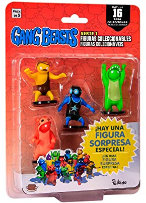 Bizak Gang Beasts, Pack de 5 Figuras en Blister Traje Gato Rojo, Figuras coleccionables del Juego multijugador de Combate (64114020), 64114020-1