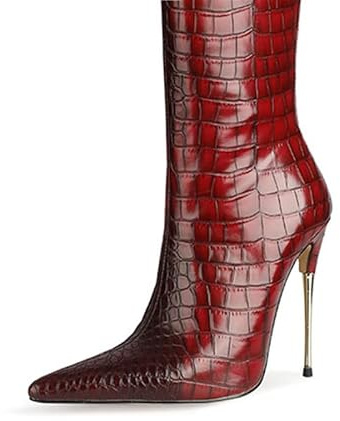 Microfibre Fashion Over-Knee Boots Lace Zip Stiletto with High Heel Handmade Overknee Boots for Women Large Size z846bs, red, 5 US