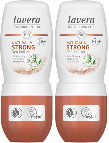 Lavera Deo Roll-on NATURAL & STRONG 48+ h - vegan - Naturkosmetik - Bio-Ginseng & Natürliche Mineralien - ohne Aluminium - Zuverlässig geschützt - 48 Stunden Deo Schutz - 50 ml (Packung mit 2)