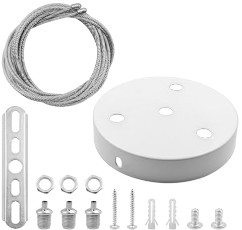 Set mit 5 ZONADAH-Pendelleuchten, Deckenrosetten-Lichthalter mit 10 cm Durchmesser, Decken-Pendelplattenhalter für Hängelampen und Laternen