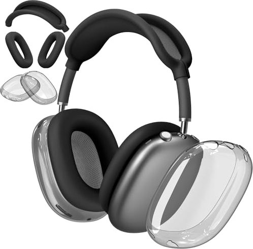 Silicone Case Cover for Airpods Max Headphones, 3-in-1 Accessories Case Protector Cover for Airpods Max (TPU Black)