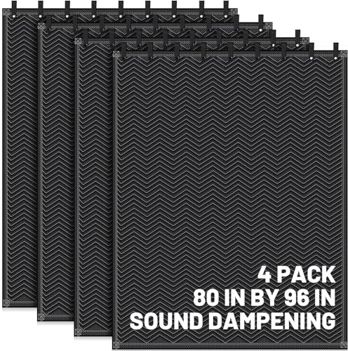 Tudomro 4 Pcs Soundproof Blanket 80'' x 96'' Sound Dampening Blanket with Grommet Outdoor Noise Barriers Studio Insulated Sound Absorption Sheet for Door Acoustic Noise General Indoor or Outdoor Use