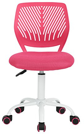 FurnitureR Kinderfreundlicher Bürostuhl für das Lernen zu Hause, Ergonomischer Höhenverstellbarer Rollstuhl für Junge Lernende, Lebendiges Pinkes Design, Rosa