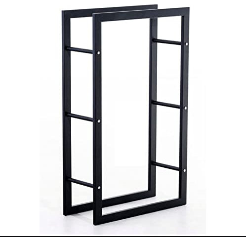 Portalegna da ardere in ferro battuto, resistente, per interni ed esterni, colore: nero