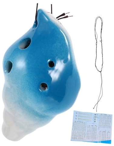 Mikinona Dekorative 6-loch Keramik Okarina Muschelform Tragbares Blasinstrument für Anfänger und Kinder mit Anhänger Muschelförmige Übungsokarina aus Keramikmaterial