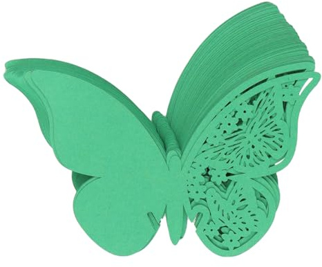 zalati 50 decorazioni a farfalla per il bordo del bicchiere di champagne, per matrimonio, compleanno, festa, verde, 11x7 cm