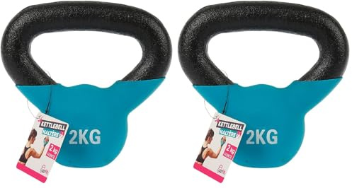 UPFIT - Haltère 2kg, kettlebell - A l'unité - Prise en main facile et confortable - Forme étudiée afin de pouvoir faire différents exercices polyvalents - Fabriquée en fonte pour résistance fiable