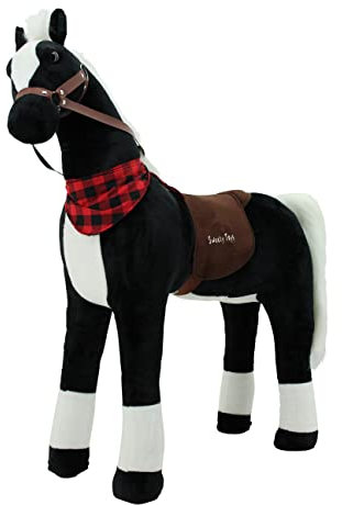 Sweety Toys 7646 Plüsch Stehpferd Sicherheit ! Black Beauty XXL GIGANT Höhe 110 cm Riesenpferd Robustes, stabiles Reitpferd Stahlunterbau Keine STYROPORFORM- sehr robust, kein Wackeln,
