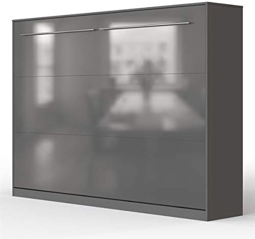 SMARTBett Schrankbett Standard Anthrazit/Anthrazit Hochglanzfront 140 Horizontal