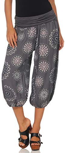 Malito Breve Pantaloni della Tuta con Estivo Print Sweatpants Baggy 7182 Donna Taglia Unica (Grigio Scuro)