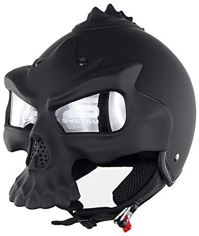 MTTKTTBD Personality Motorrad Integralhelm mit Abnehmbare Maske,ECE Zertifiziert 3/4 Motorradhelm für Damen Herren,Retro Harley Jethelm für Cruiser Chopper Moped Scooter ATV