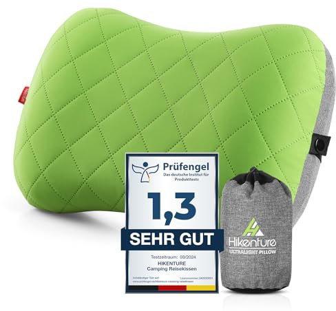 HIKENTURE Aufblasbares Camping/Reise Kissen mit Abziehbarem Kissenbezug, Ergonomisches Kopfkissen, Komfortables Nackenkissen für Reise/Outdoor, Inflatable Travel Neck Pillow(Grün)…