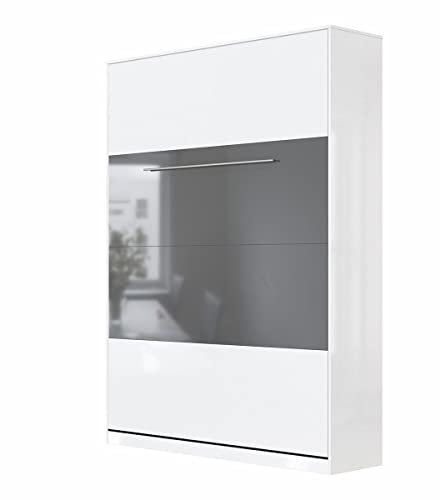 SMARTBett Schrankbett Standard 90x200 120x200 140x200 160x200 Bettschrank Wandbett Weiss Hochglanz/Weiss & Anthrazit Hochglanz 140 Vertikal
