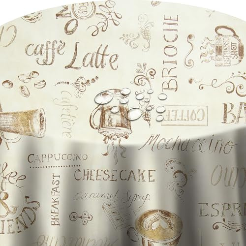Wachstuch Wachstischdecke Tischdecke Farbe und Größe wählabar Cafe Bar Beige Oval ca. 140 x 160 cm abwaschbar Gartentischdecke
