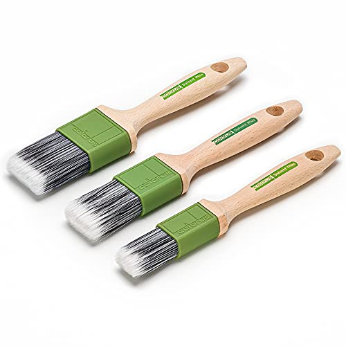 Colorus Flachpinsel Set 3 TLG, 30, 40 und 50 mm Kunstborsten für Lacke | Drei Flachpinsel mit hochwertiger Kunstborsten-Mischung für lösemittelhaltige Farben und Lacke auf Holz und Metall