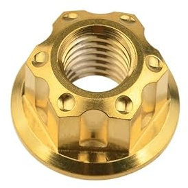 Cfty Sicherungsmutter Titan-Hex-Flanschmuttern Ti M6 M8 M10 M12 M14 M16 Nussschrauben Bolzen for Motorrad Fahrrad Fahrrad Zubehör Fahrrad(Gold,M6)