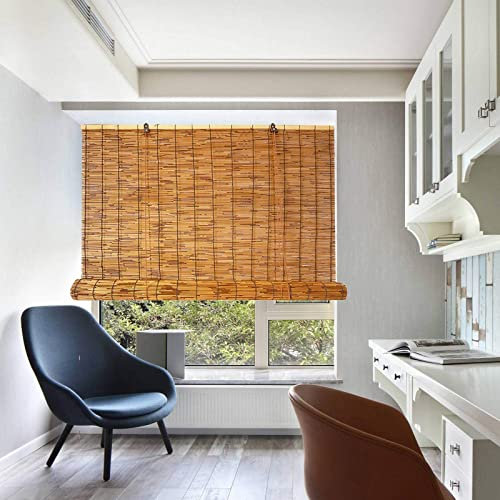 Henpxj Carbonized Light Filtering Bamboo Jalousien, Custom Bamboo Shades, Handgewebter Bambusvorhang, Sichtschutz, Innen- und Außeninstallation, Außen- und Innenbereich (Size : W140xH180cm/55x71in)
