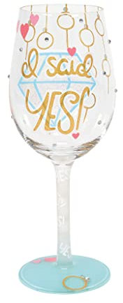 Enesco 6012019 Designs by Lolita Wedding I Said Copa de vino artesanal pintada a mano, multicolor