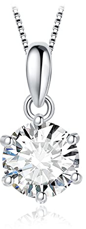 JewelryPalace Collar Plata Mujer con 1ct Moissanita Corte Redondo, Solitario Colgante Clásico con Diamante Simulado, Collar Niña en Cadena 45cm con Piedra Preciosa Brillante, Conjunto Joyas para Novia